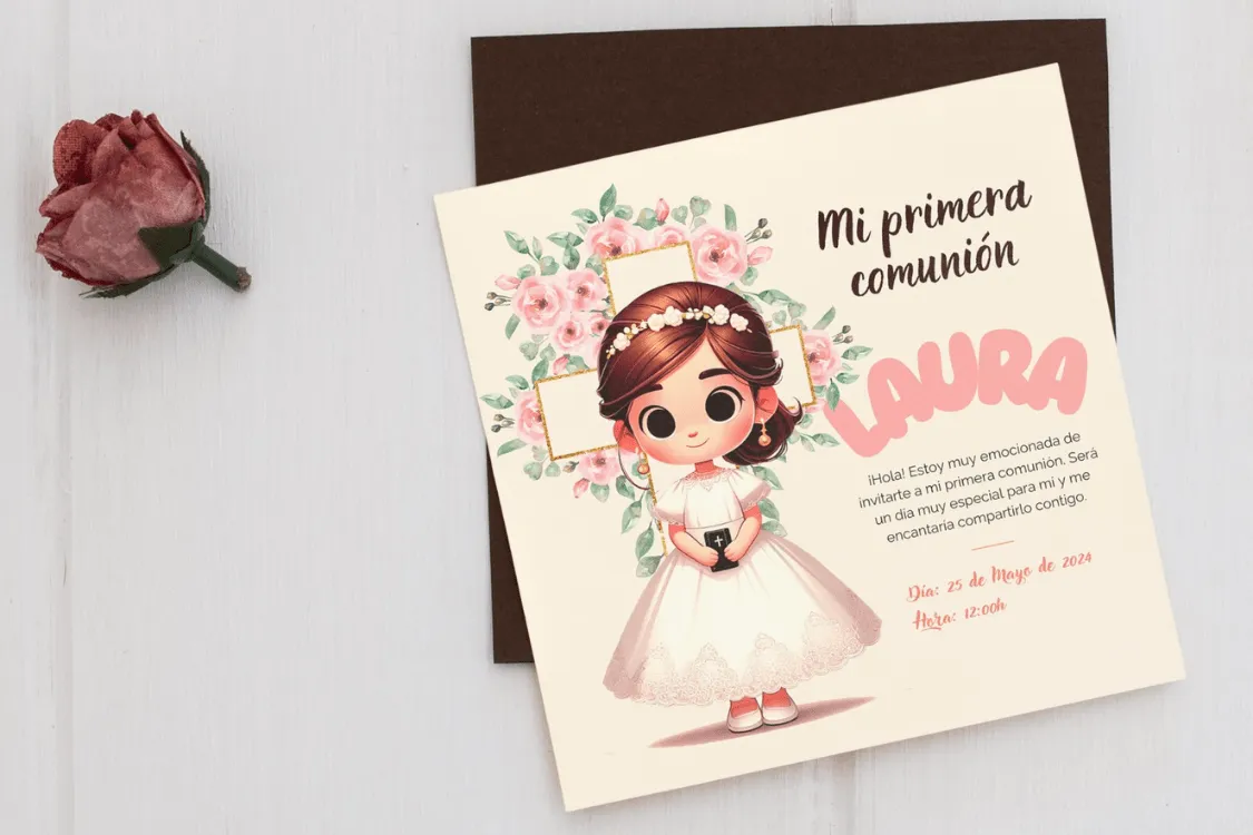 Crea invitaciones inolvidables de comunión